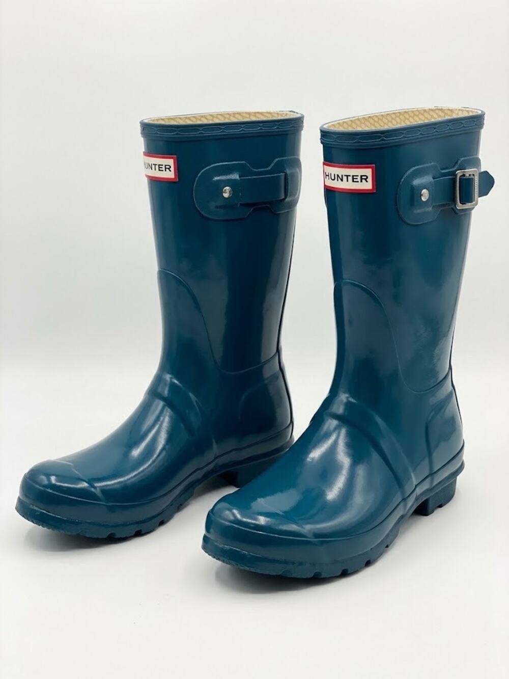 Hunter Original Short Gloss Ocean Teal Blue Waterproof Rain Boots